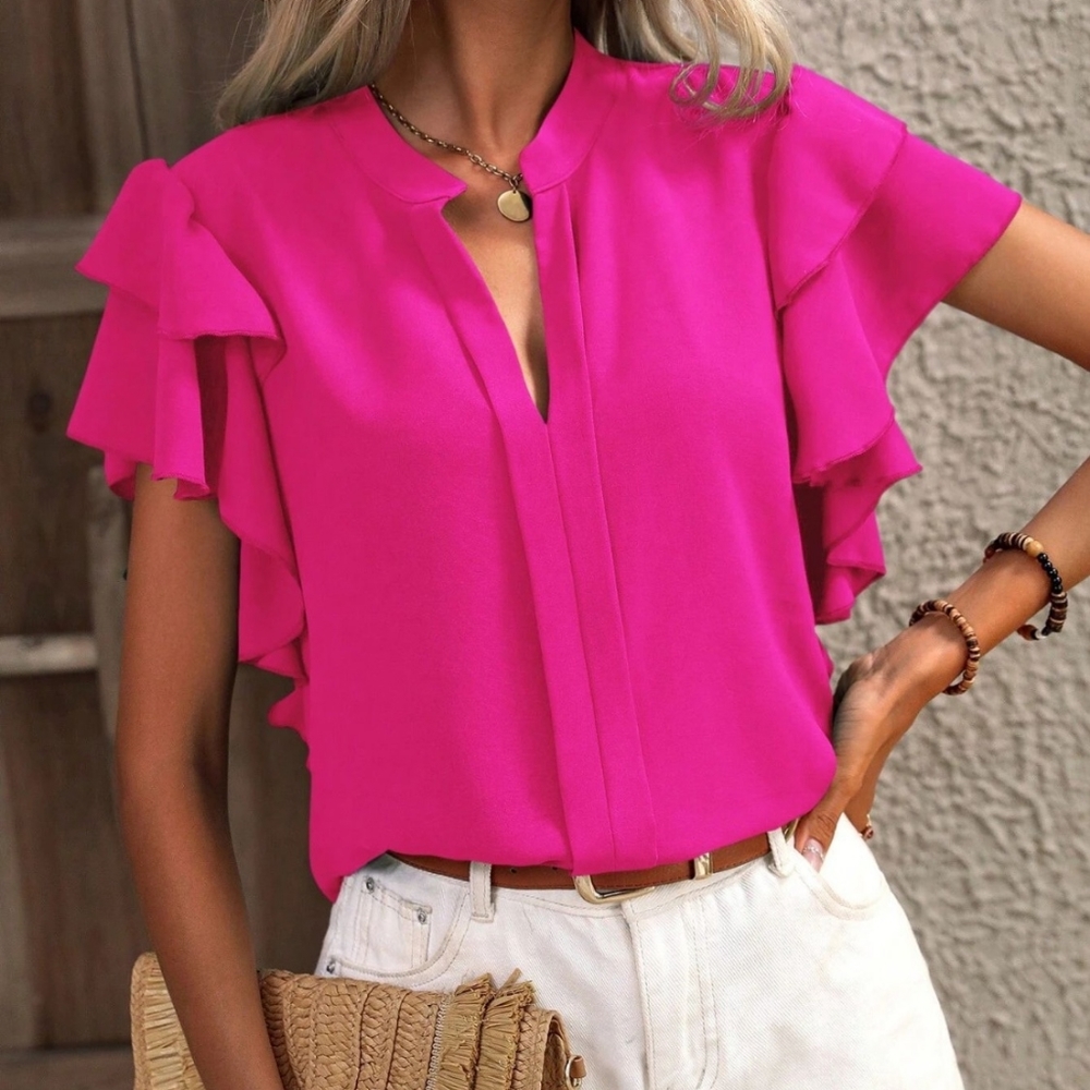 Victoria Ruffle Sleeve Top - Pink - Picture 2 of 3